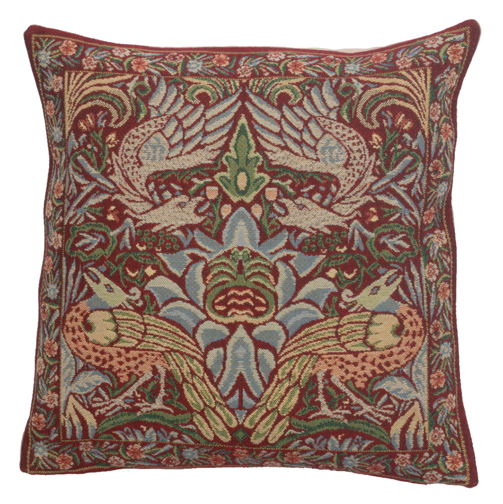 Peacock and Dragon Red Cushion Cover Wholesale