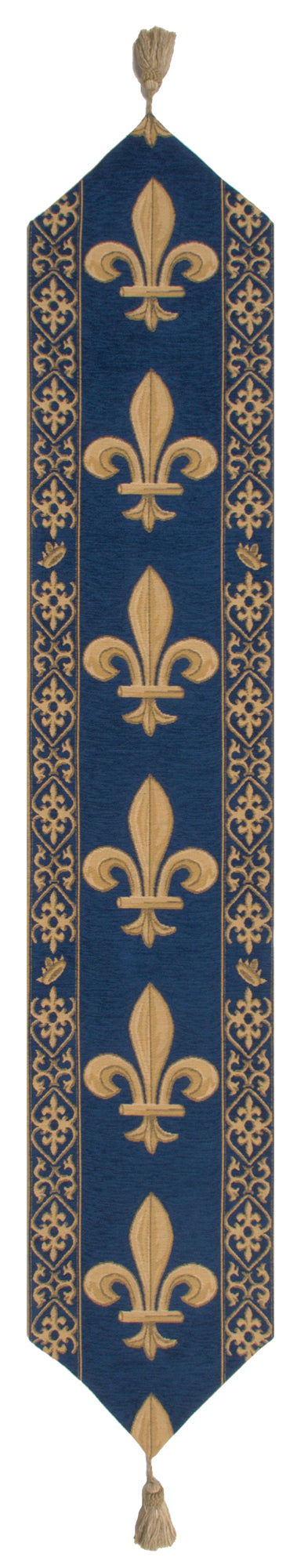 Fleur De Lys Blue V European Table Runners