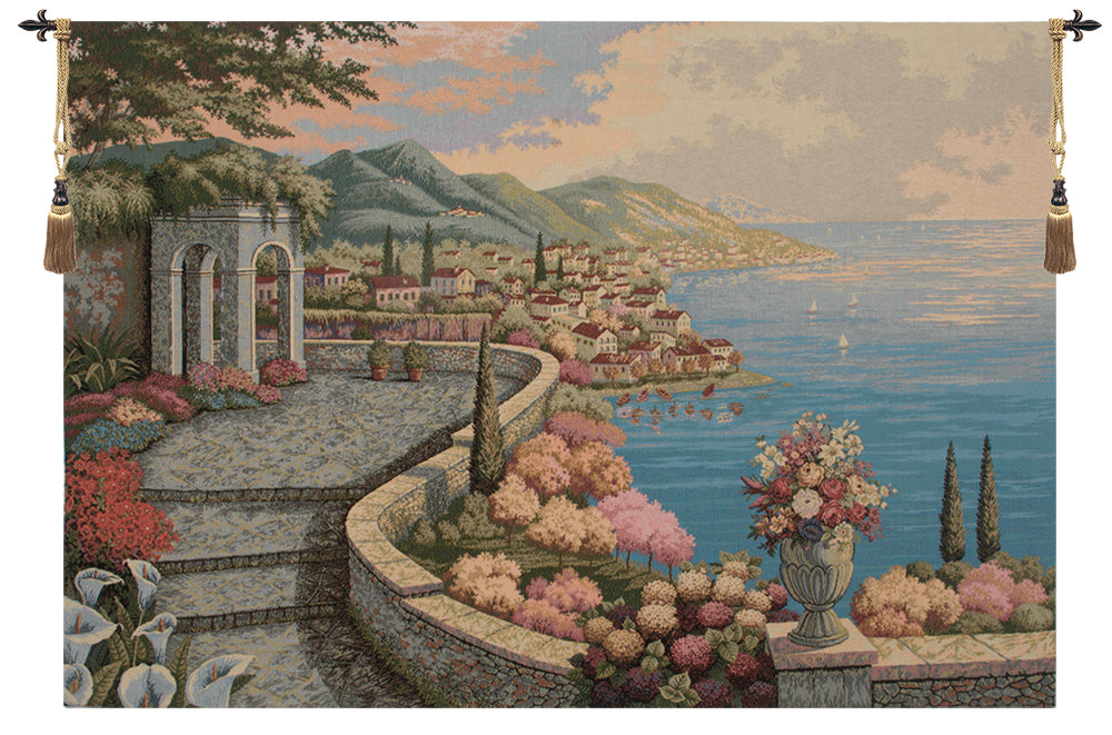 Promenade By The Lake Italian Wall Tapestry