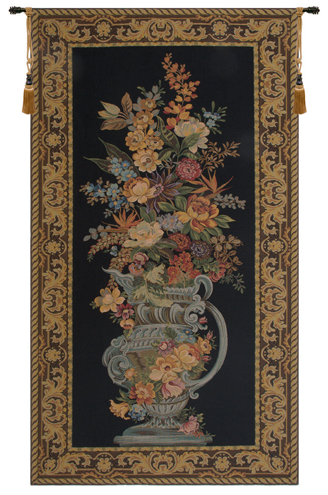 Elaborate Blue Urn Floral European Tapestry