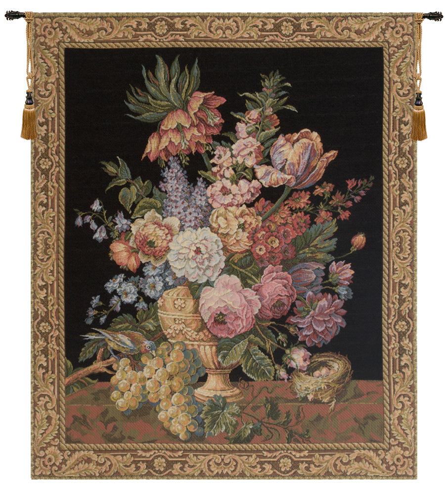 Brussels Bouquet Small Black European Tapestry
