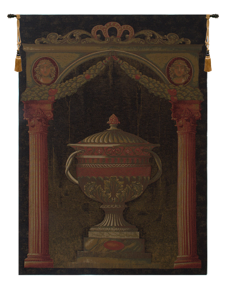 Olde World Filigree Urn Black Belgian Tapestry