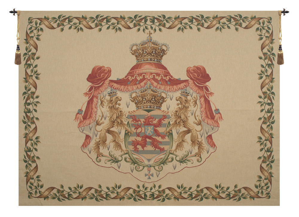 Lion Crest Beige Large European Tapestry