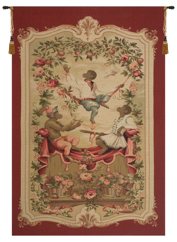 Monkey's Paradise II In Red European Tapestry