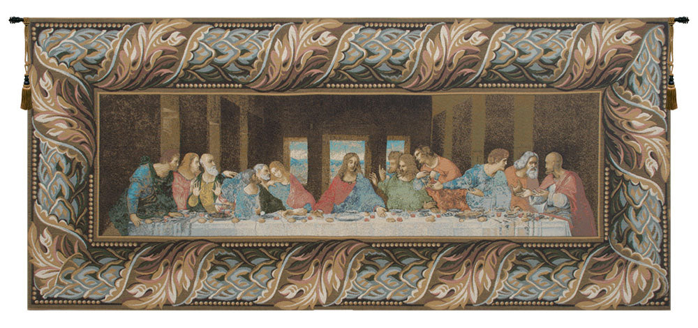 The Last Supper Italian with Border Italian Wall Tapestry