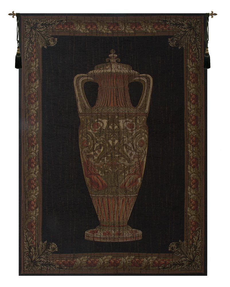 Amphora Chenille Black with Border Belgian Tapestry