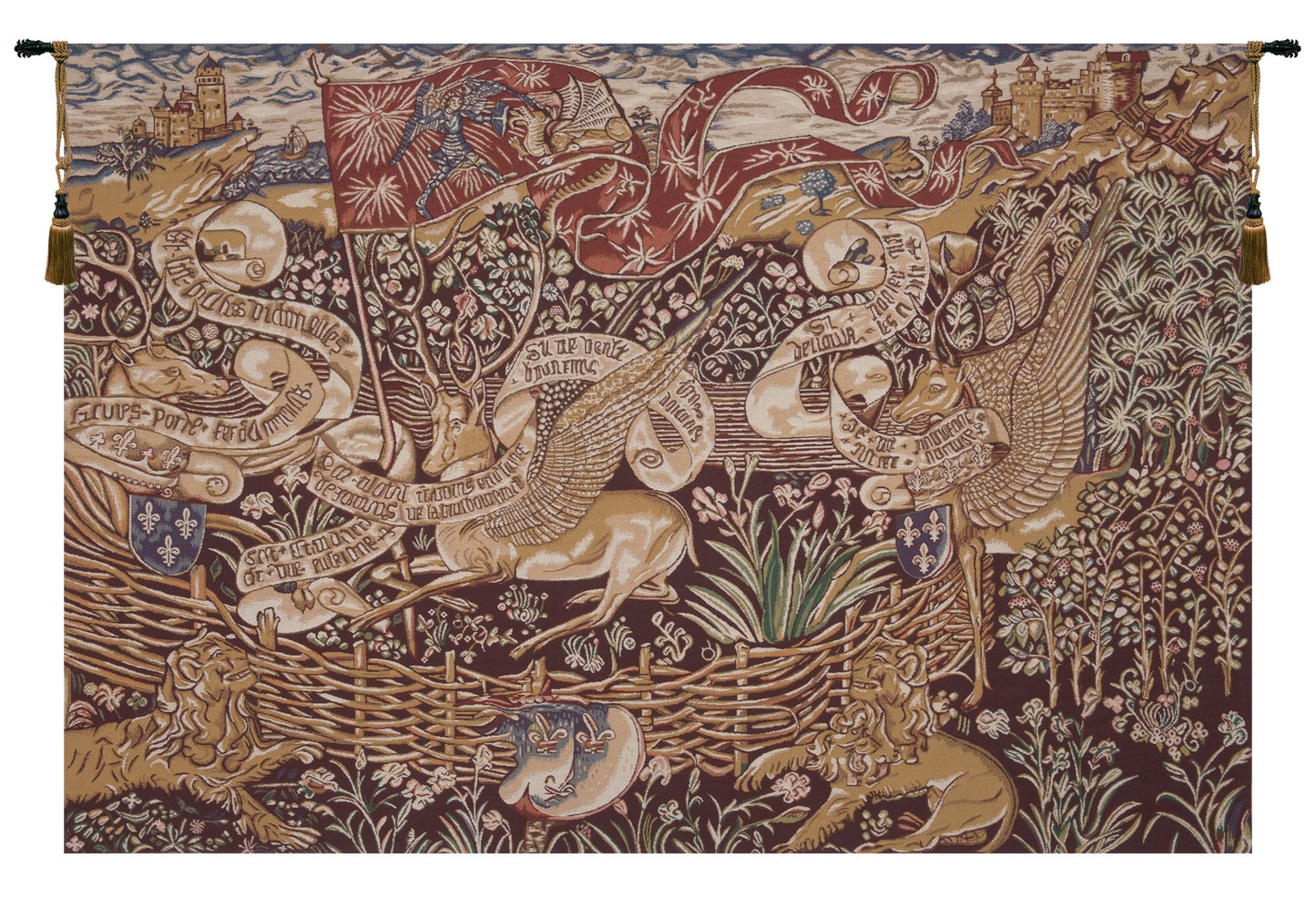 The Winged Stags Maroon Tapestry Wholesale
