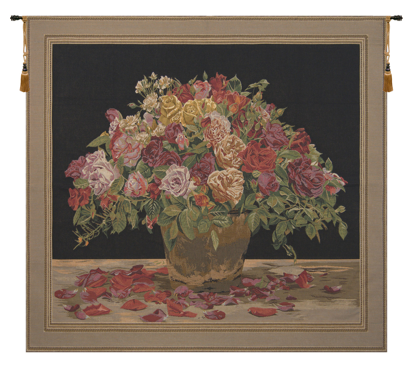 Spring Flowers Black European Tapestry