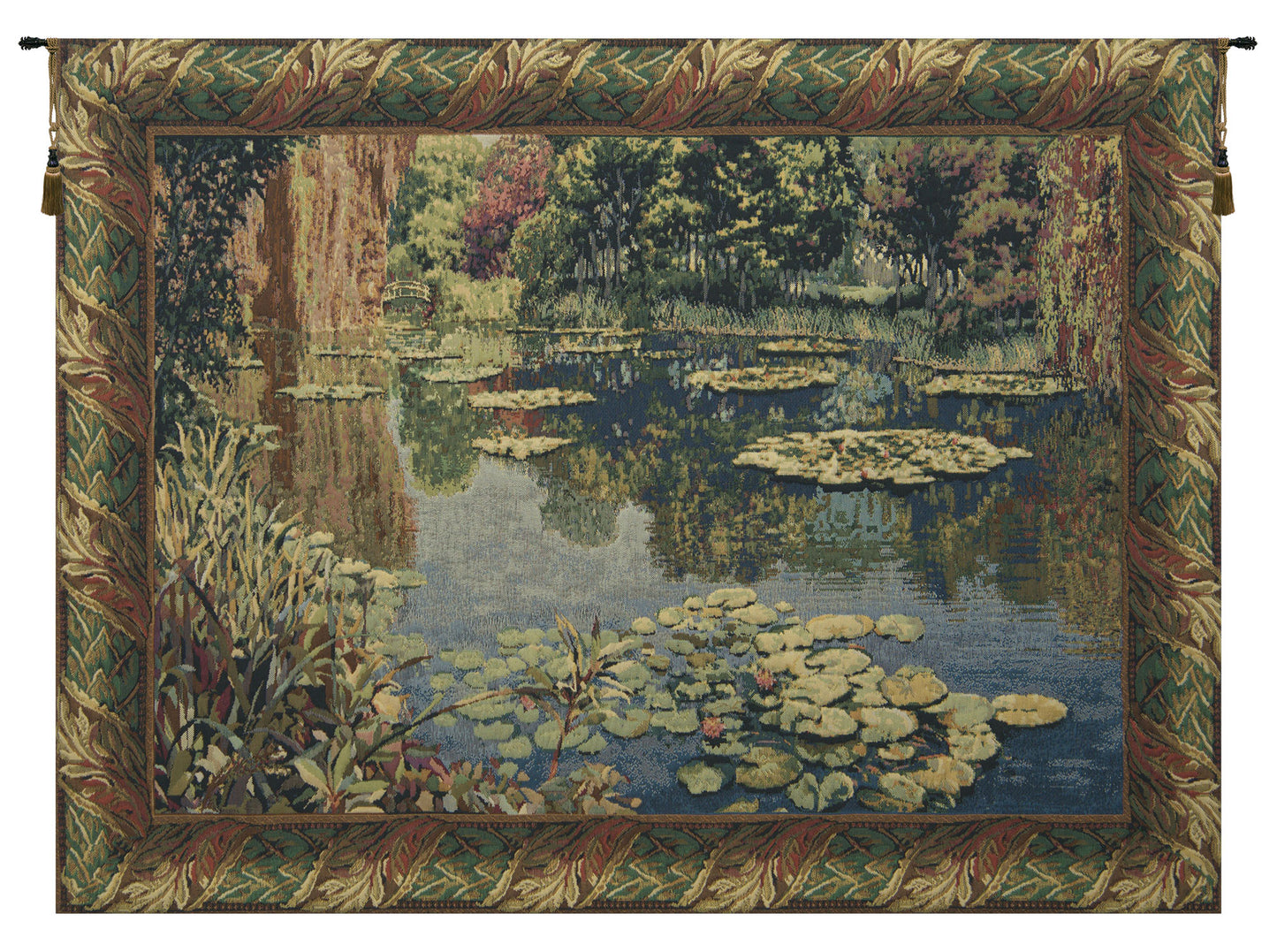 Lake Giverny With Classic Border Belgian Tapestry Wall Art