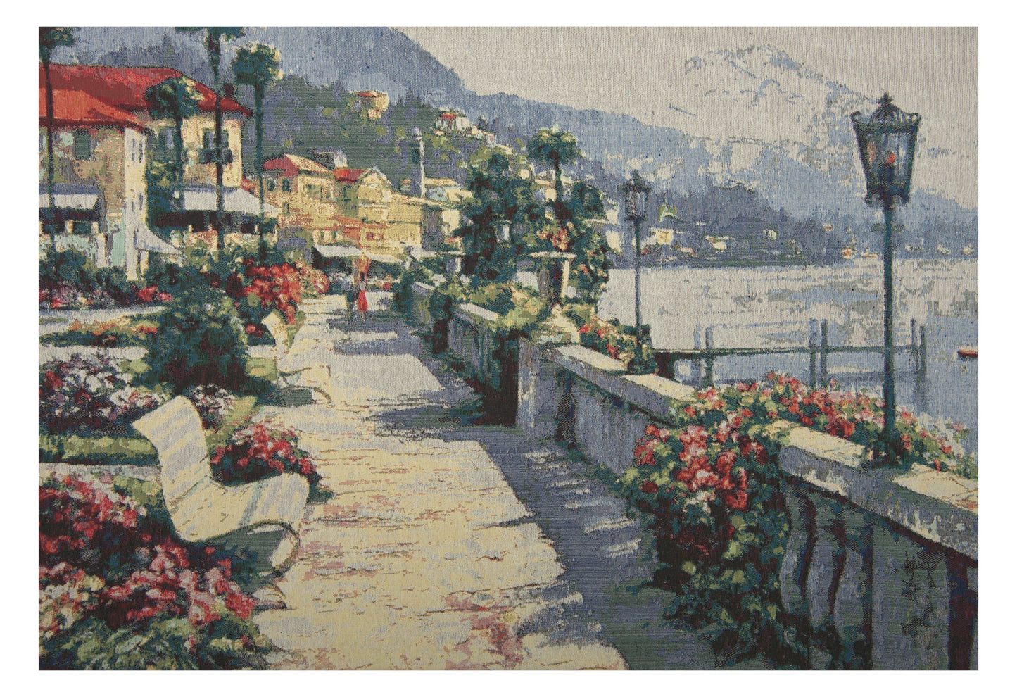 Bench by the Lake Stretched Wall Tapestry