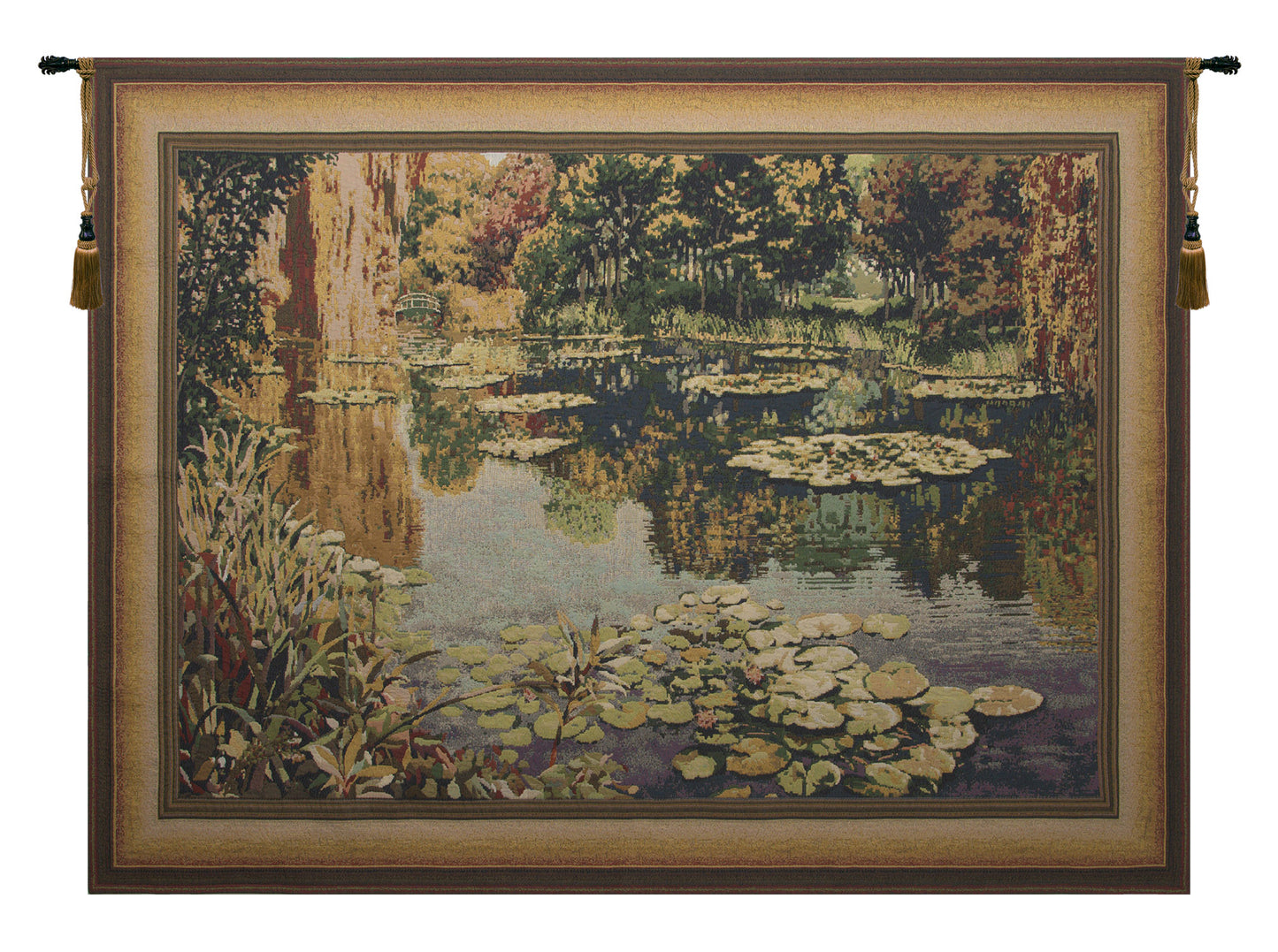 Lake Giverny Light With Border Belgian Tapestry Wall Art