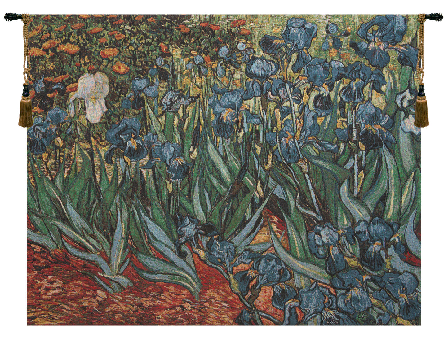 Irises In Garden II Belgian Tapestry Wall Art