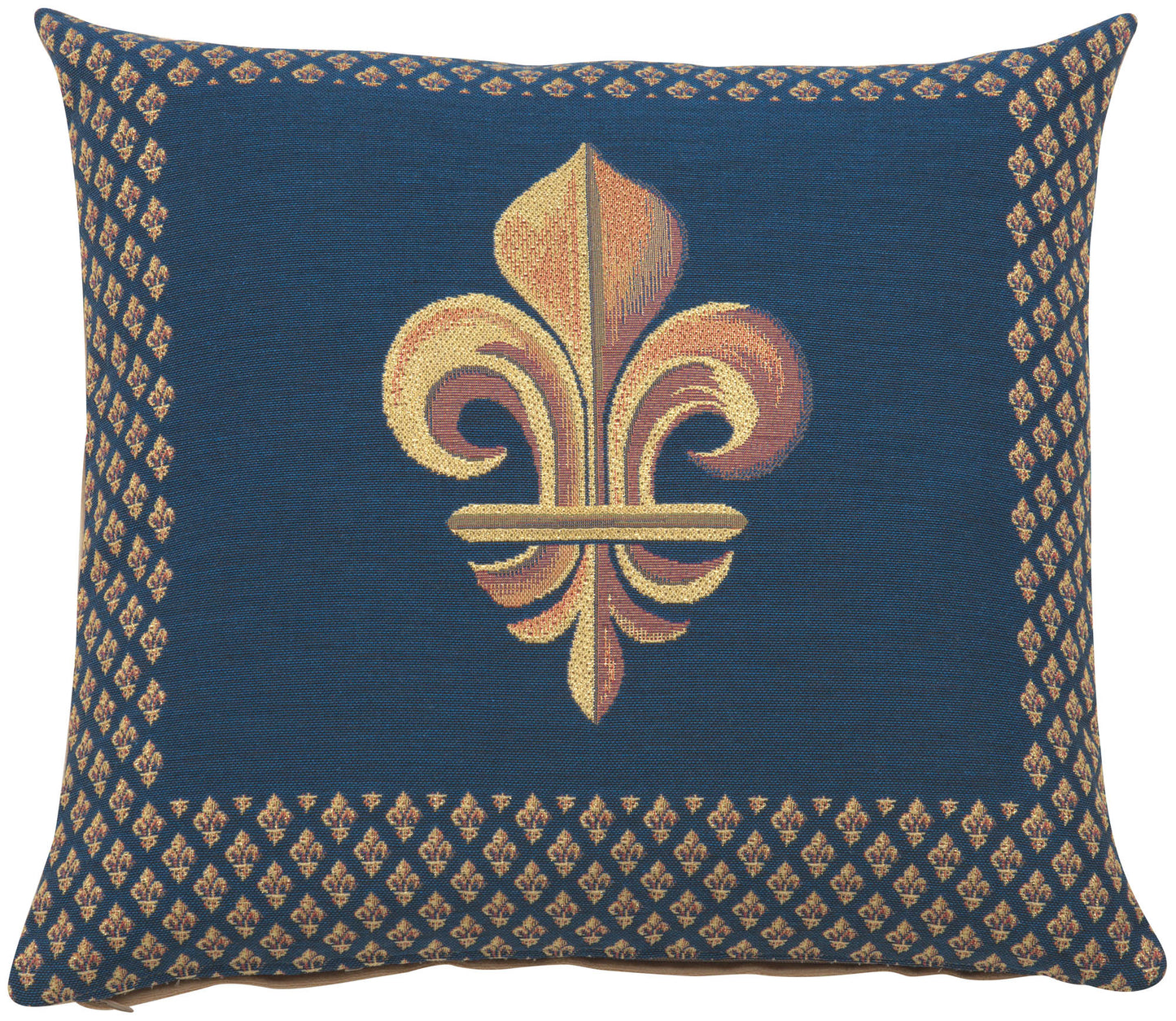 Framed Fleur de Lys Blue French Cushion Cover
