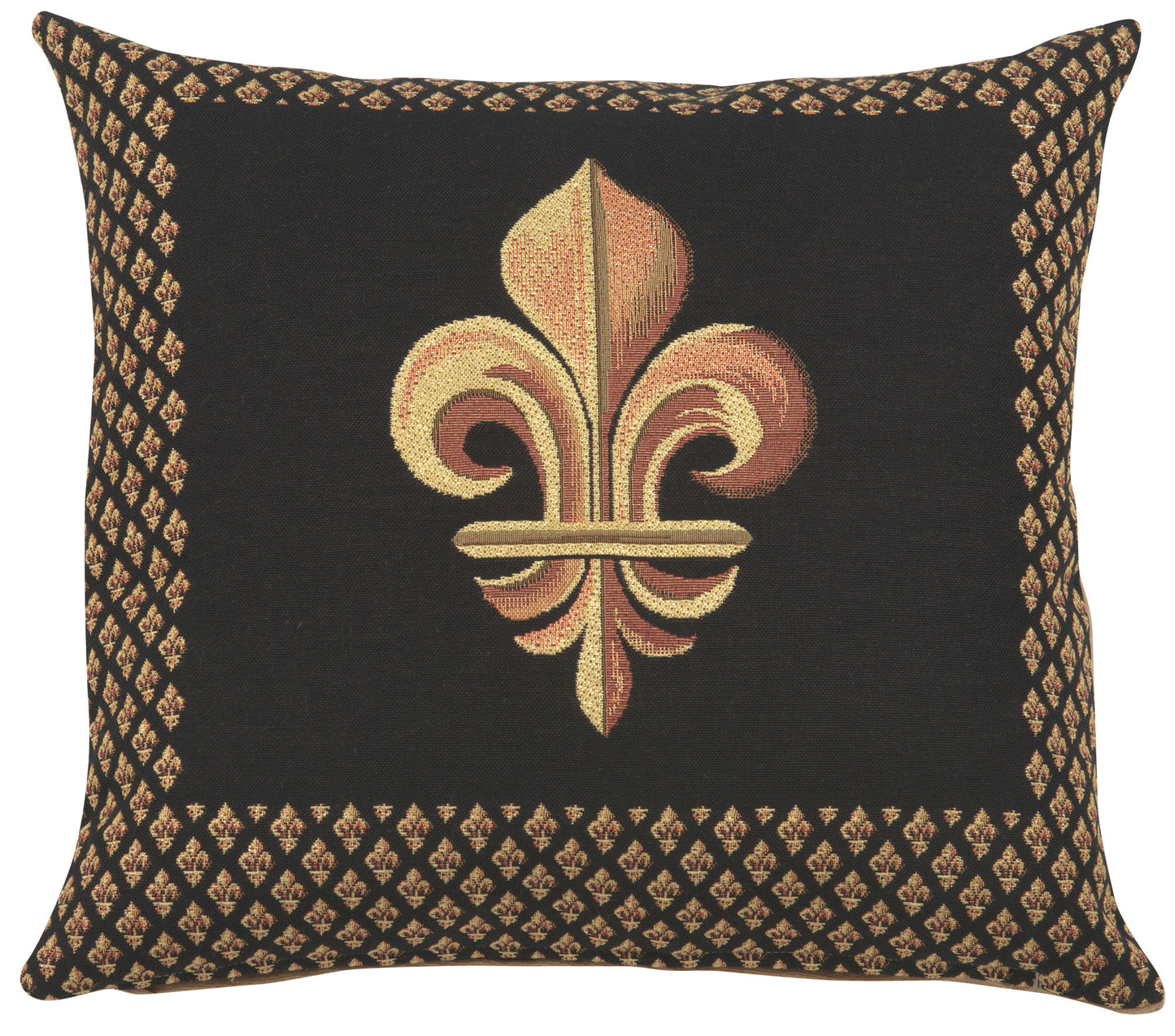 Framed Fleur de Lys Black French Cushion Cover