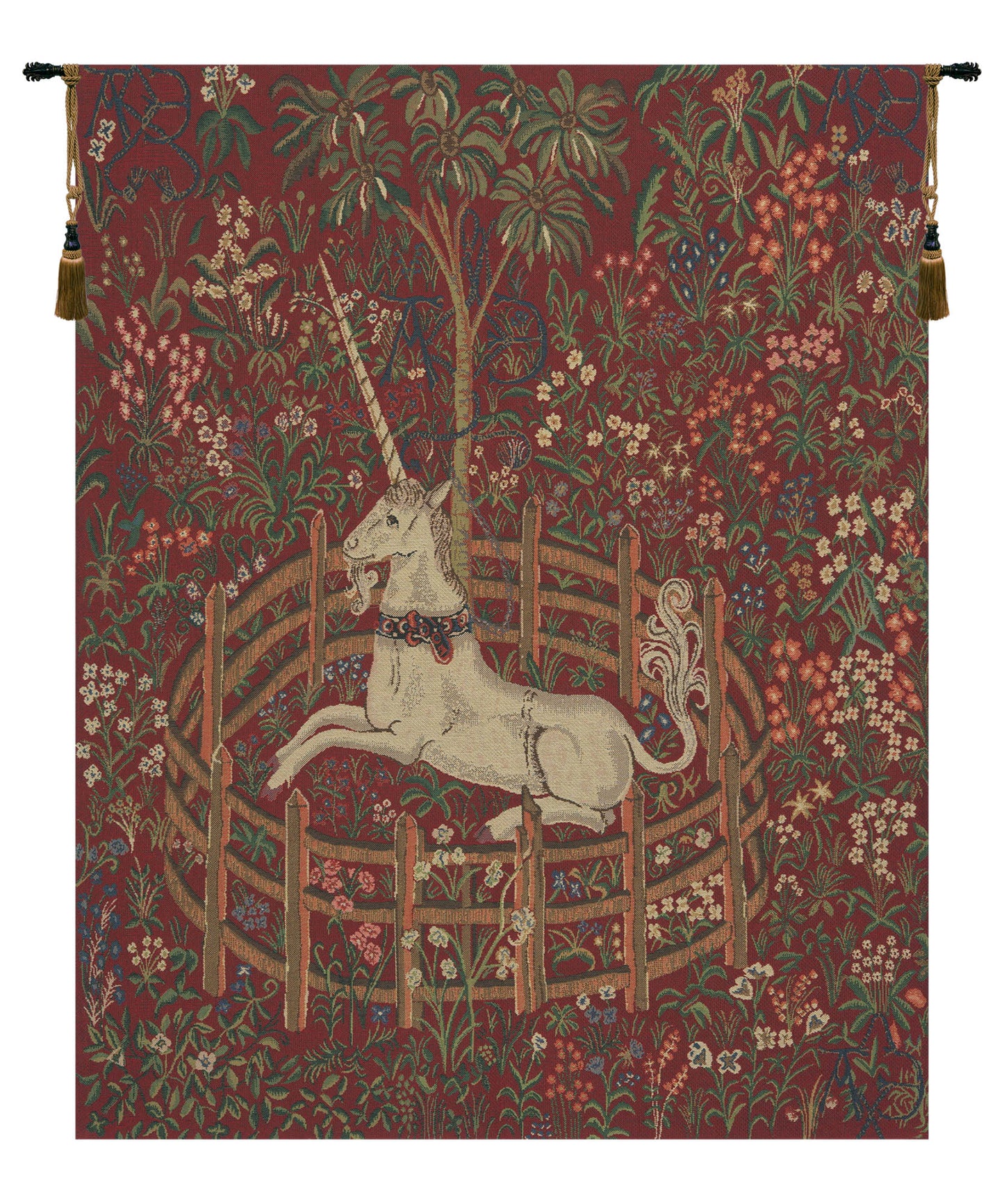 Unicorn In Captivity Red Tapestry Wholesale