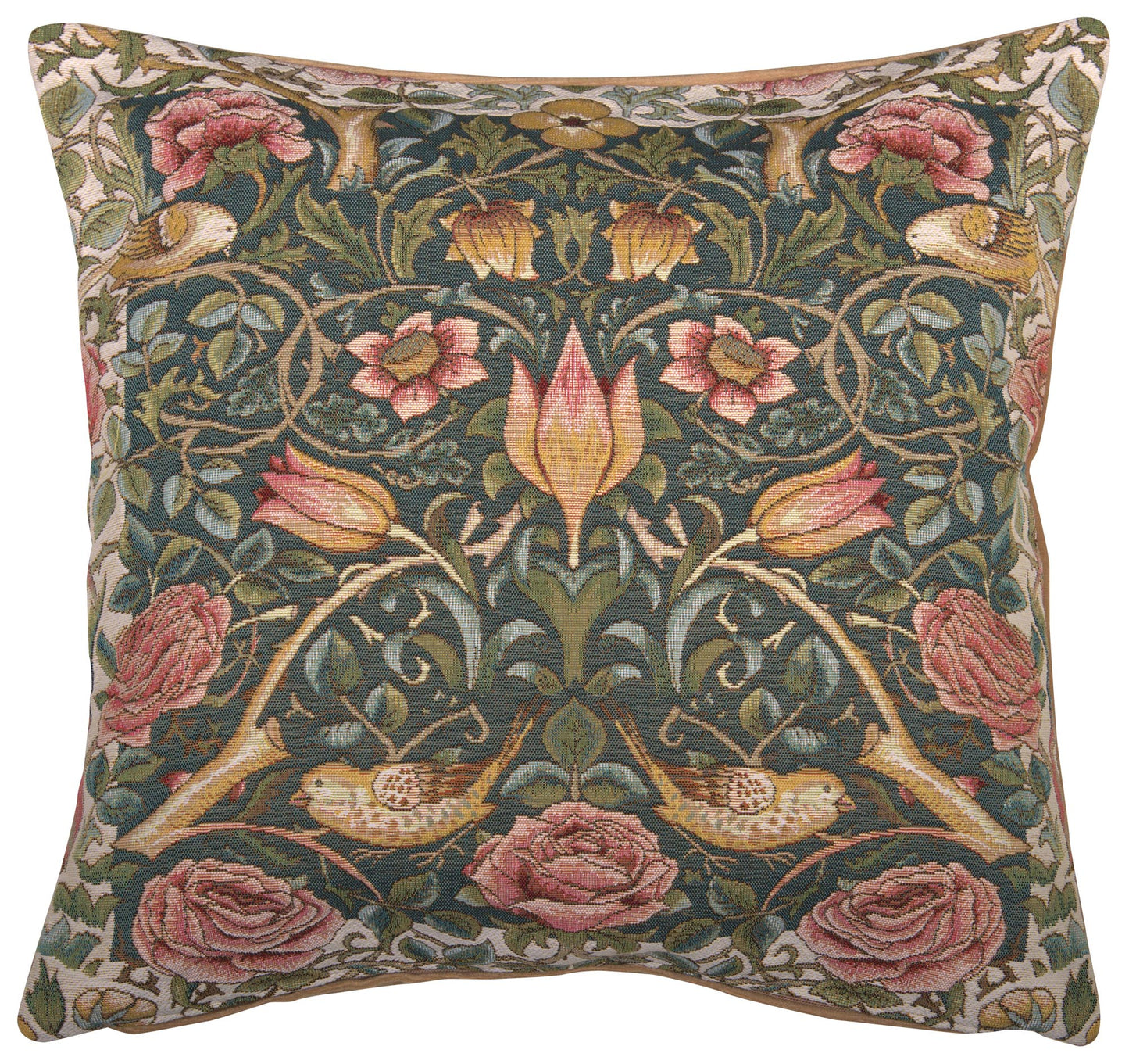 Roses and Birds Blue French Cushion Cover