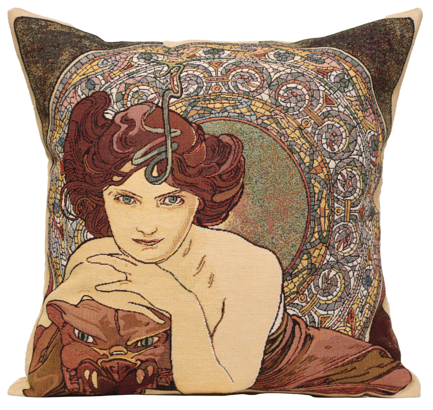 Mucha Emeraude I European Cushion Covers