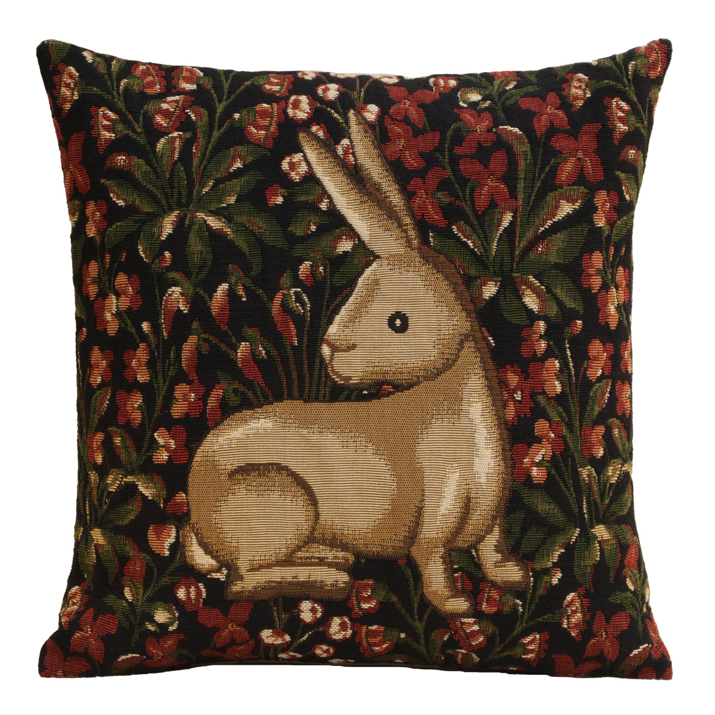 Medieval Rabbit with Flowers Sitting European Cushion Covers