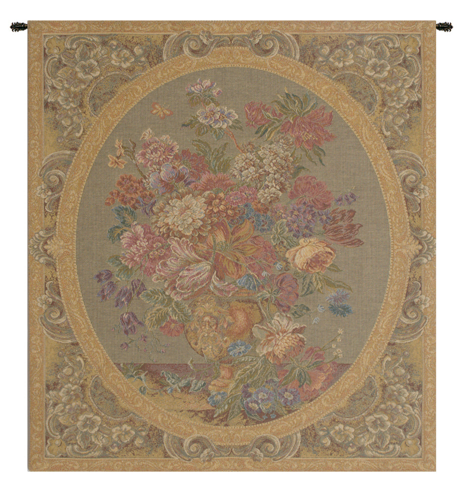 Floral Composition in Vase Cream Italian Wall Tapestry