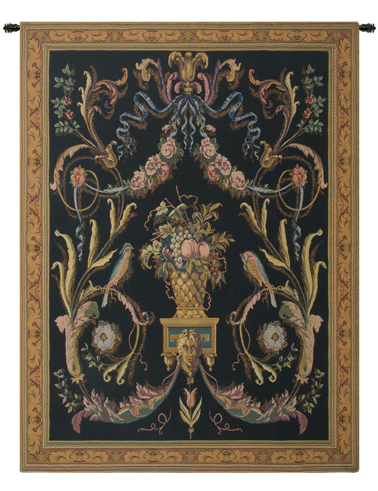 Birds Black Belgian Tapestry Wall Art