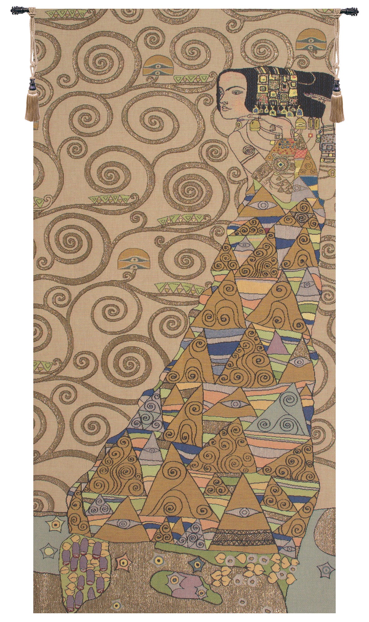 L'Attente Klimt a Droite Clair French Tapestry