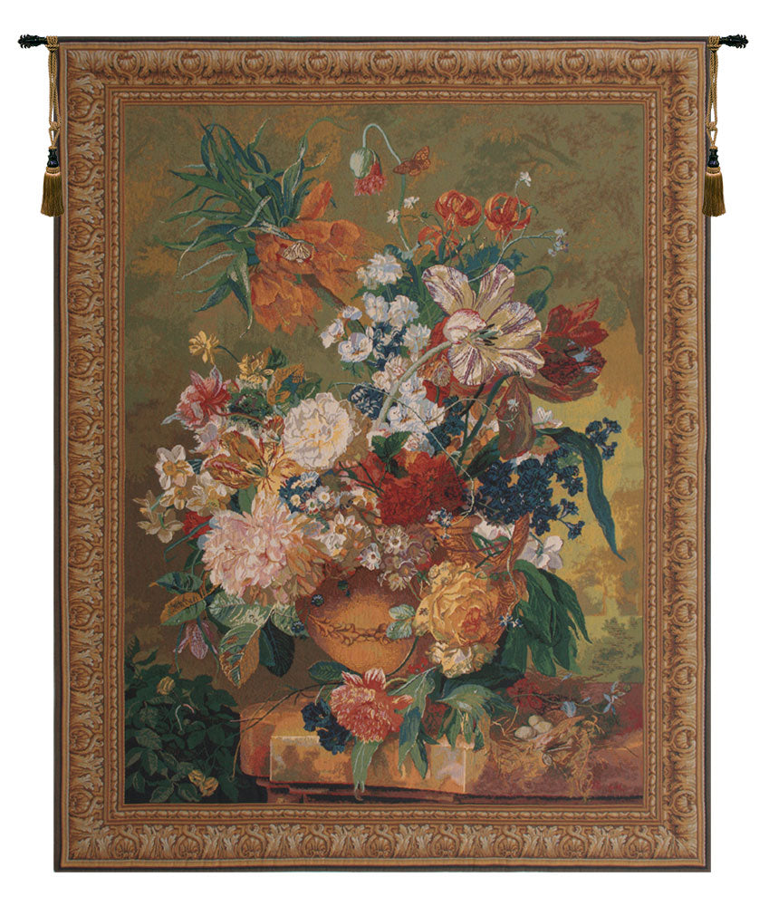 Terracotta Floral Bouquet Bright Belgian Tapestry Wall Art