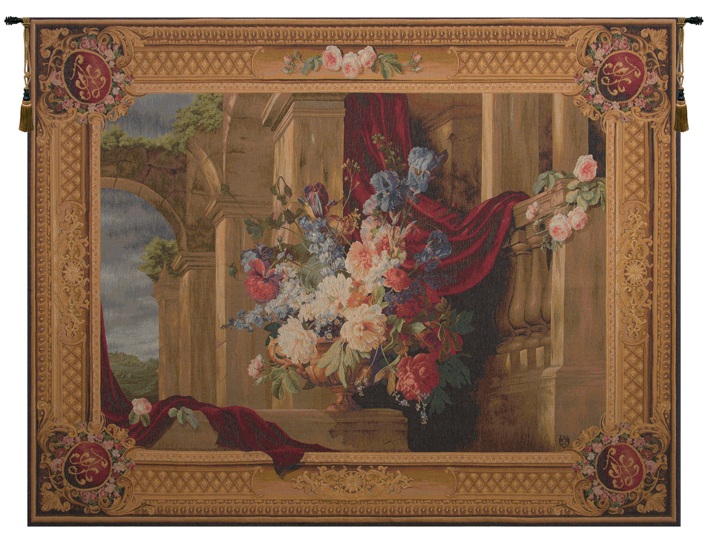 Bouquet Et Architecture Horizontal French Tapestry