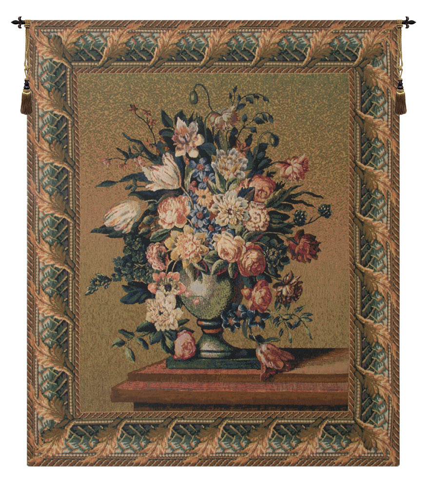 Breughel's Vase Green Belgian Tapestry Wall Art