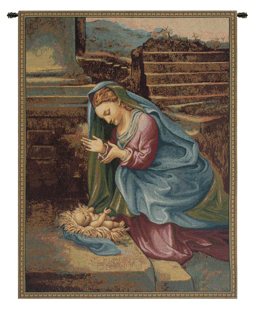 Madonna Adoring the Child Italian Wall Tapestry