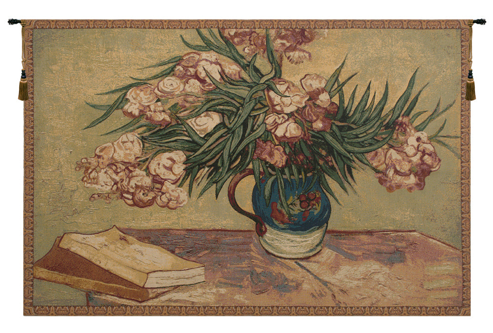 Oleanders and Books Italian Wall Tapestry