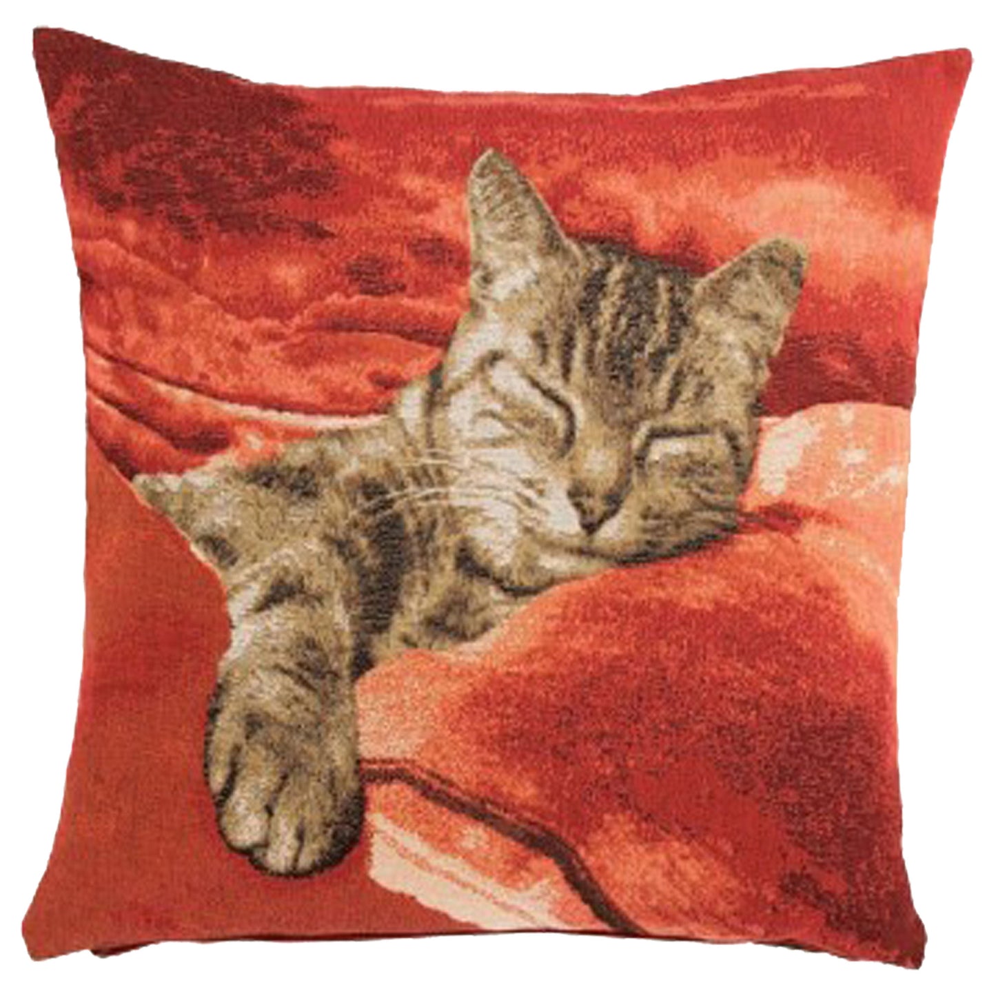 Sleeping Cat Red I French Cushion Cover