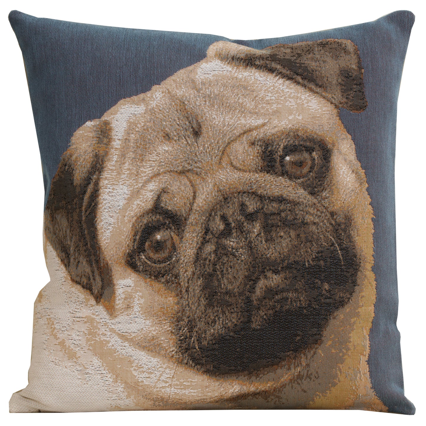 Pugs Face Blue II French Cushion Cover