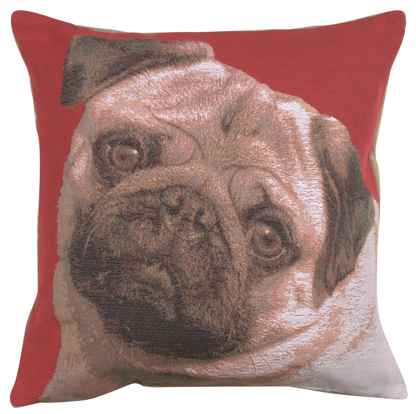 Pugs Face Red French Cushion Cover