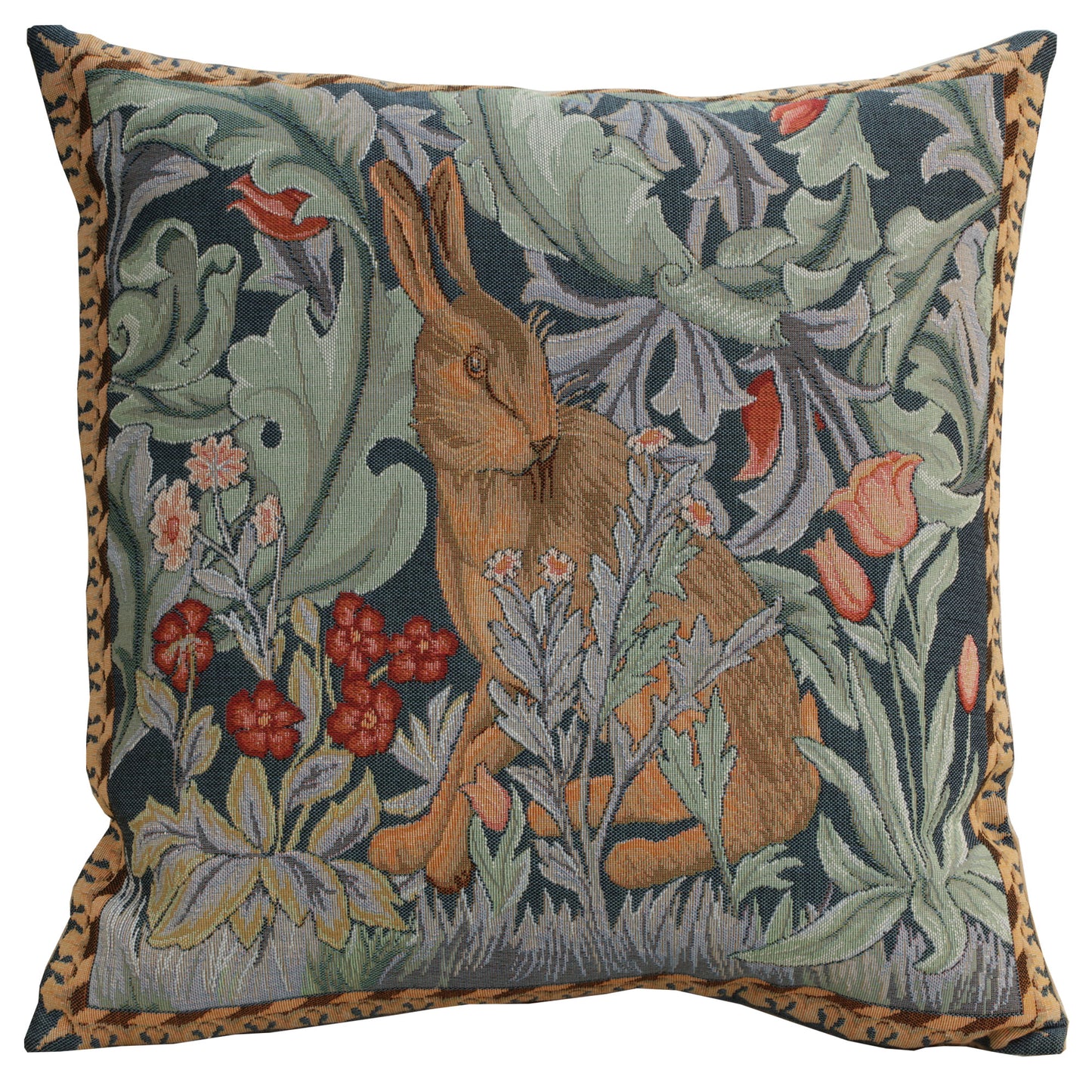 Rabbit as William Morris Left Large French Cushion Cover