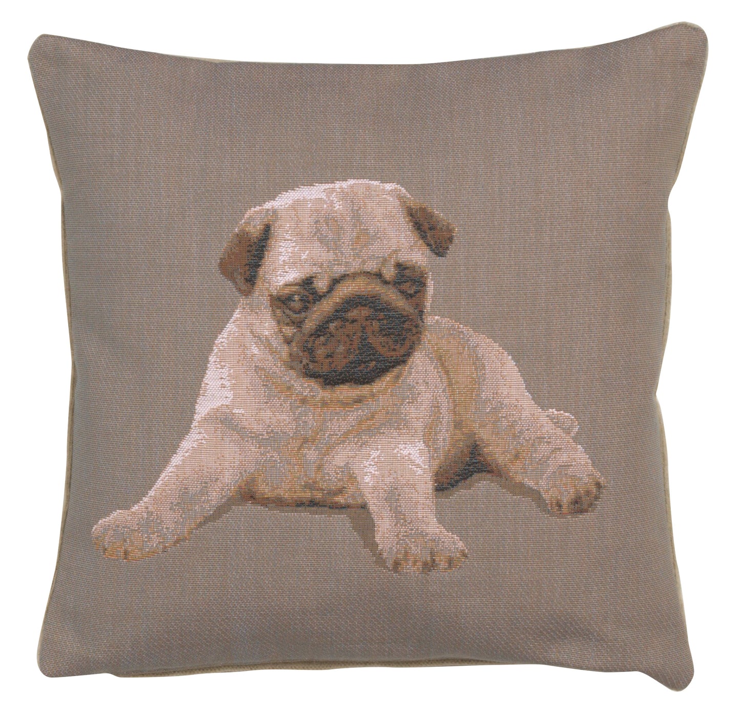 Puppy Pug Grey French Cushion Cover