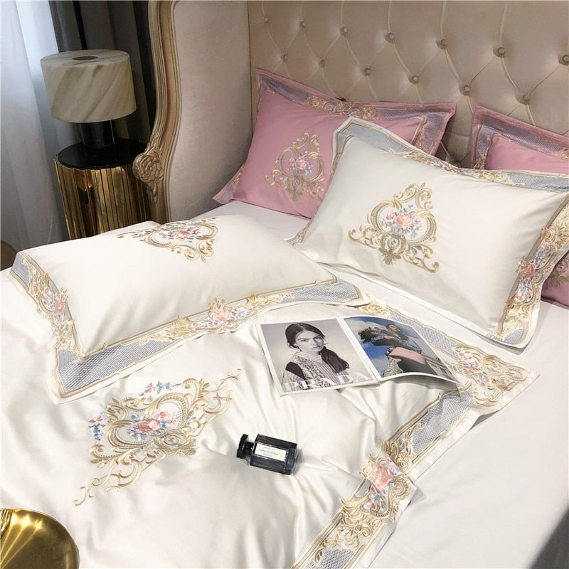 Afra Egyptian Cotton Embroidery 1000TC Luxury Duvet Cover Set