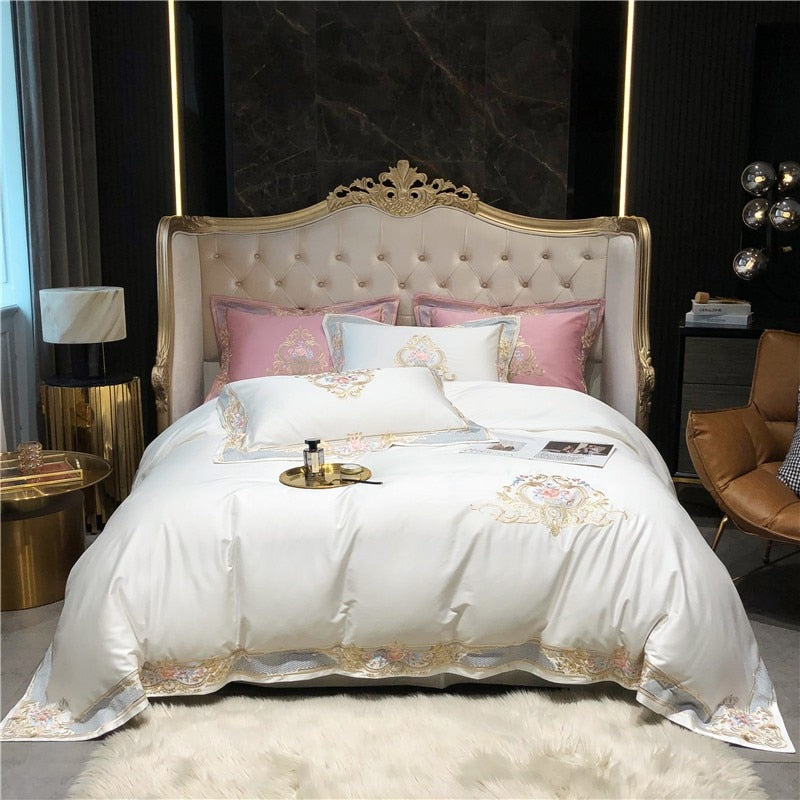Afra Egyptian Cotton Embroidery 1000TC Luxury Duvet Cover Set