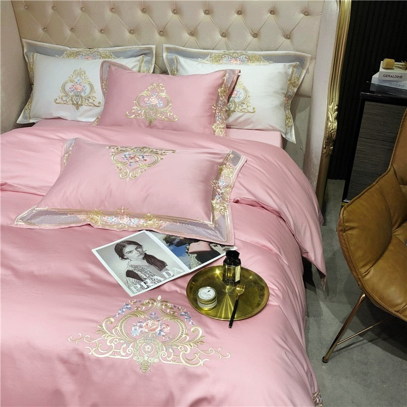 Afra Egyptian Cotton Embroidery 1000TC Luxury Duvet Cover Set