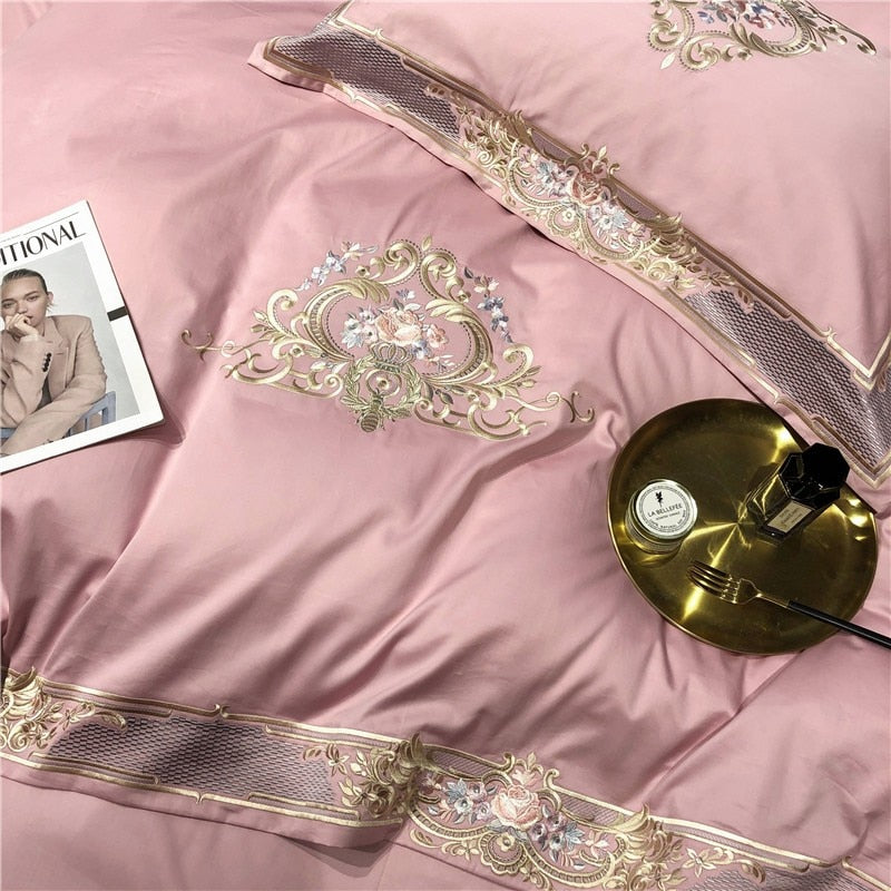 Afra Egyptian Cotton Embroidery 1000TC Luxury Duvet Cover Set