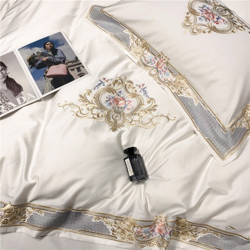 Afra Egyptian Cotton Embroidery 1000TC Luxury Duvet Cover Set