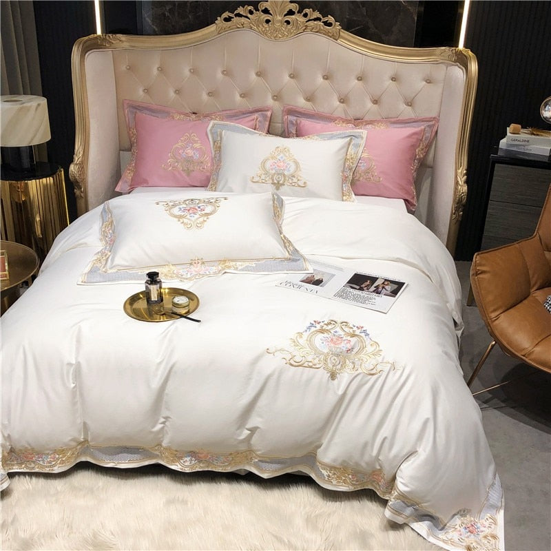 Afra Egyptian Cotton Embroidery 1000TC Luxury Duvet Cover Set