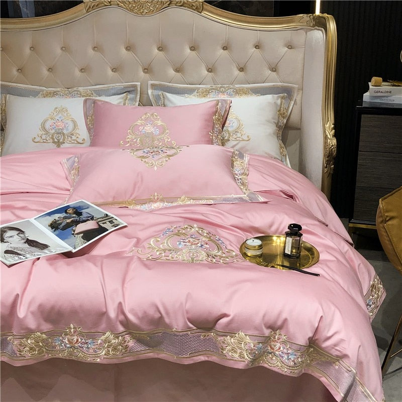 Afra Egyptian Cotton Embroidery 1000TC Luxury Duvet Cover Set