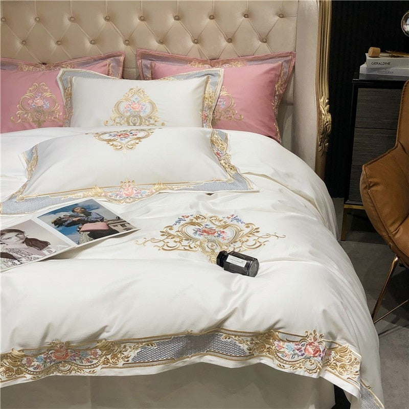Afra Egyptian Cotton Embroidery 1000TC Luxury Duvet Cover Set