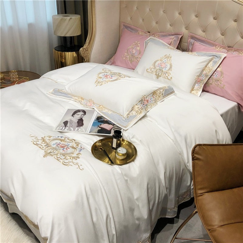 Afra Egyptian Cotton Embroidery 1000TC Luxury Duvet Cover Set