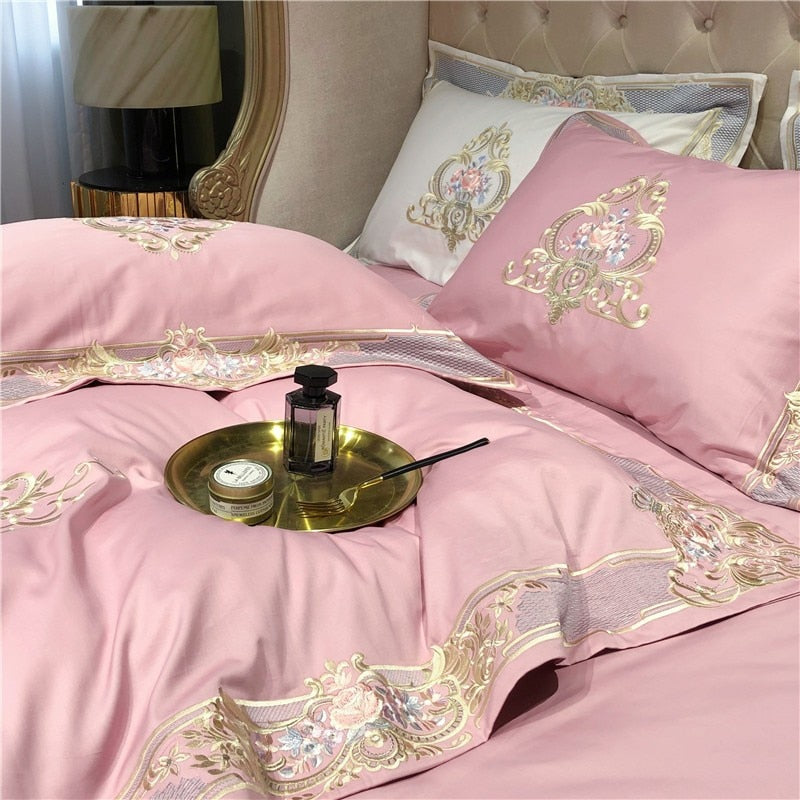 Afra Egyptian Cotton Embroidery 1000TC Luxury Duvet Cover Set