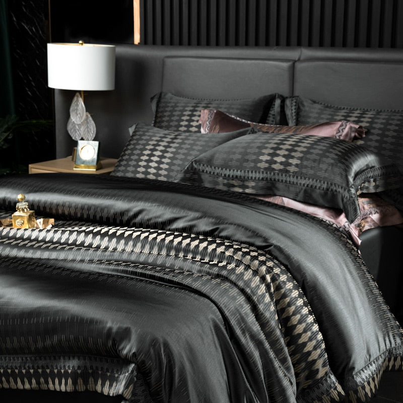 Shakira 1000TC Egyptian Cotton Satin Jacquard Luxury Duvet Bedding Set