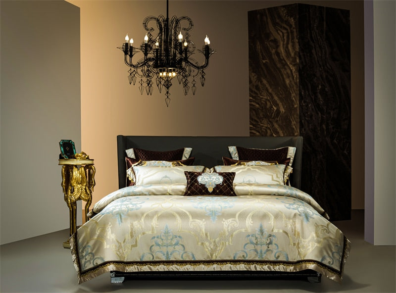 Rozenn American Style Vintage Brocade Egyptian Cotton Embroidered Duvet Bedding Set
