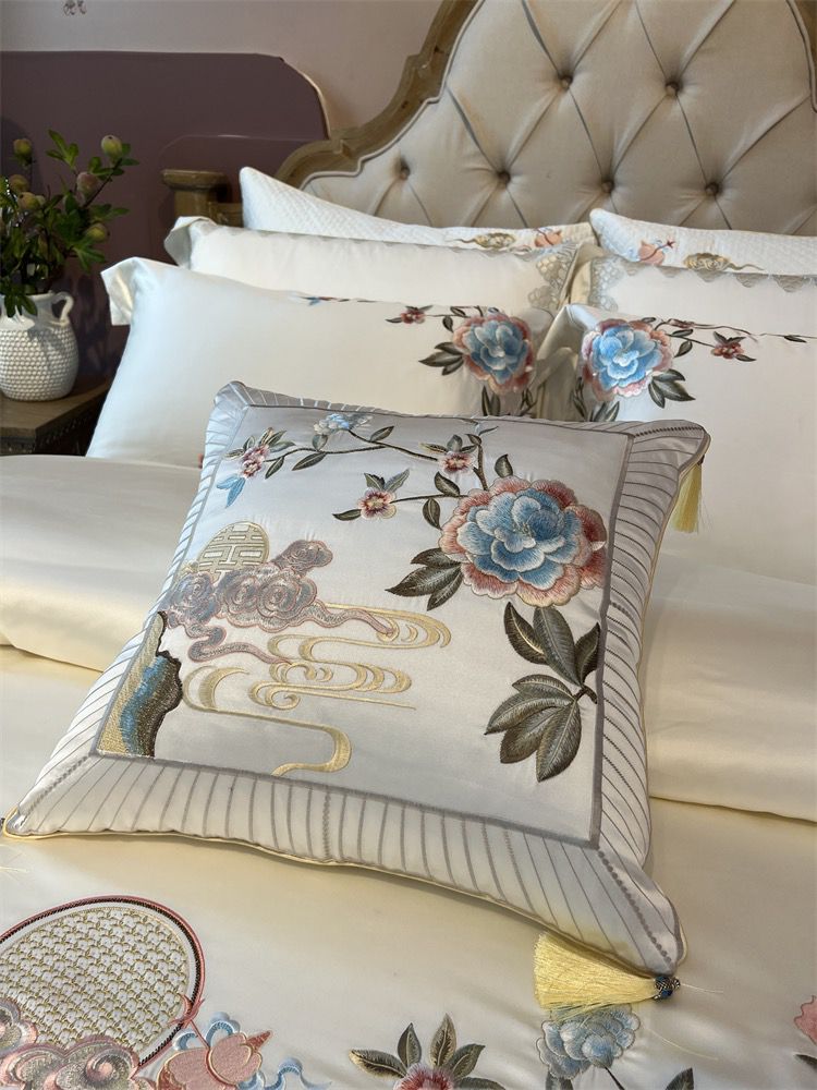 Acacia Egyptian Cotton Embroidery Luxury Duvet Cover Bedding Set