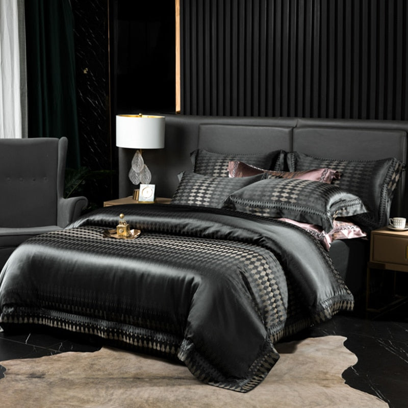 Shakira 1000TC Egyptian Cotton Satin Jacquard Luxury Duvet Bedding Set