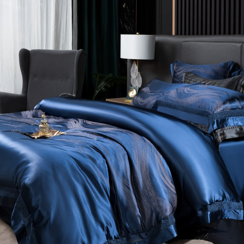 Shakira 1000TC Egyptian Cotton Satin Jacquard Luxury Duvet Bedding Set